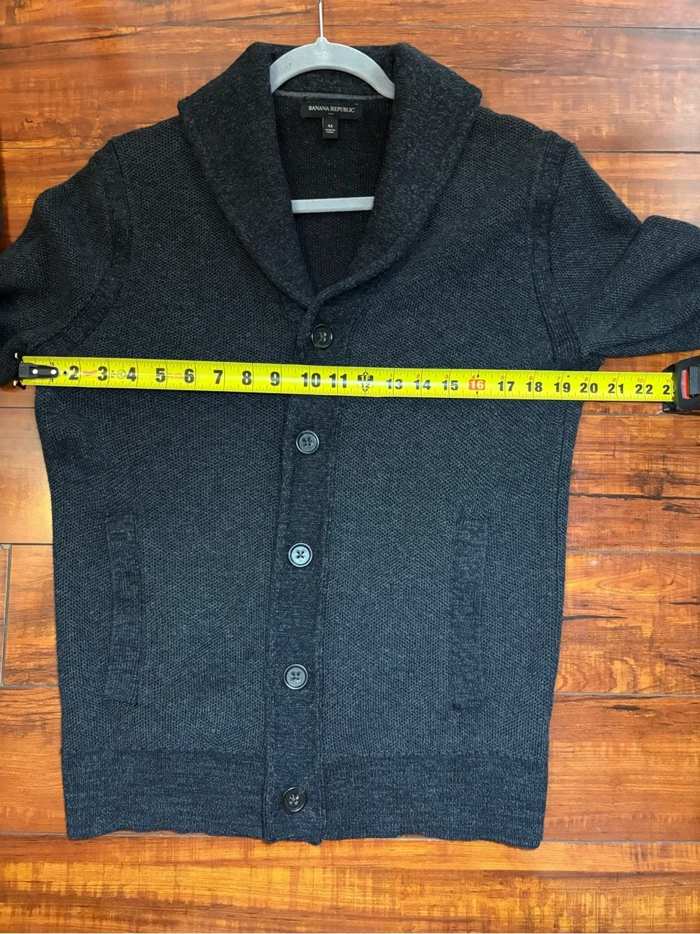 Banana Republic Men's Charcoal Shawl-Collar Cardigan